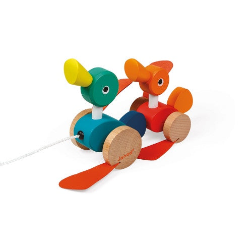 Pull Along Wooden Duck Family