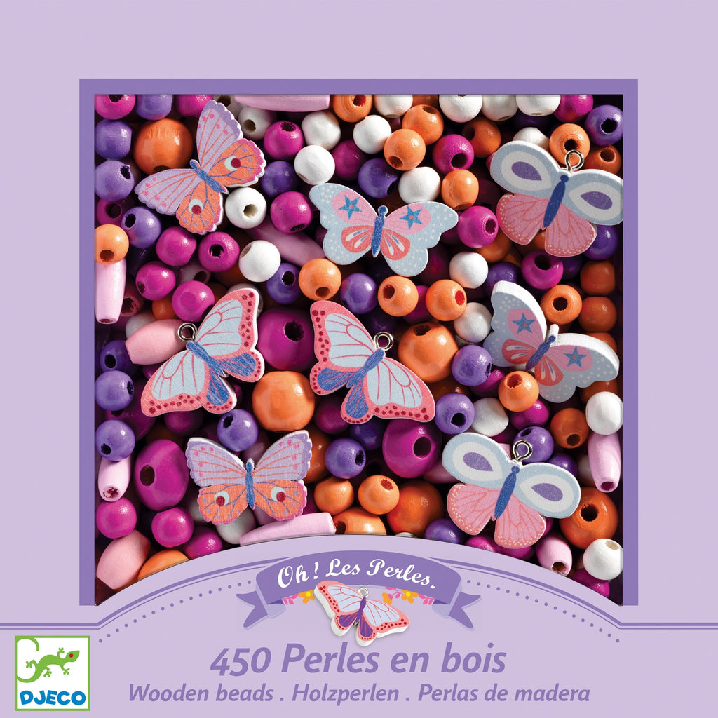 Djeco Jewellery Creating set  - Wooden beads: Butterflies. DJ09810